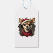 Chihuahua Vrolijk Kerstmis X-Mas Boom Leuk Cadeaulabel (Voorkant)