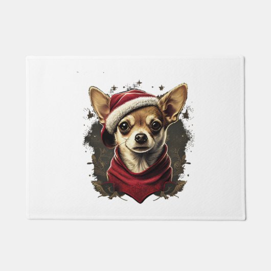Chihuahua Vrolijk Kerstmis X-Mas Boom Leuk Deurmat (Voorkant)