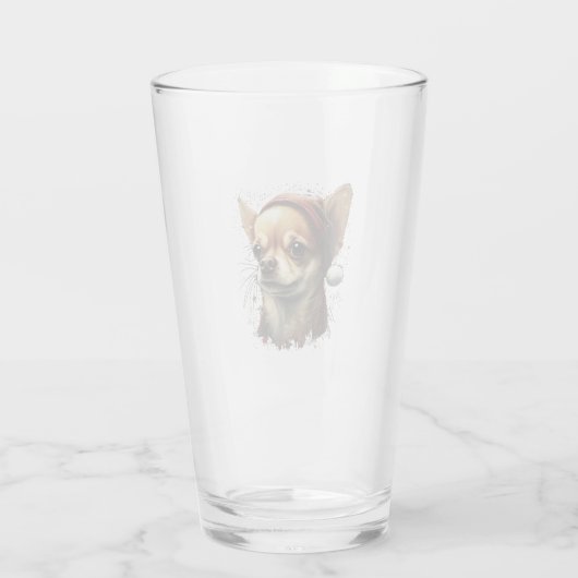 Chihuahua Vrolijk Kerstmis X-Mas Boom Leuk Glas (Achterkant)