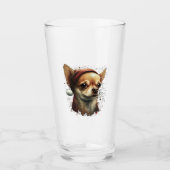 Chihuahua Vrolijk Kerstmis X-Mas Boom Leuk Glas (Voorkant)