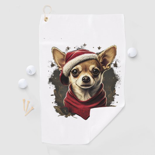 Chihuahua Vrolijk Kerstmis X-Mas Boom Leuk Golfhanddoek (Insitu)