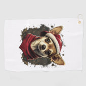 Chihuahua Vrolijk Kerstmis X-Mas Boom Leuk Golfhanddoek (Horizontaal)