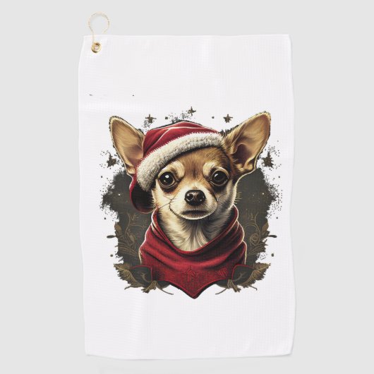 Chihuahua Vrolijk Kerstmis X-Mas Boom Leuk Golfhanddoek (Voorkant)