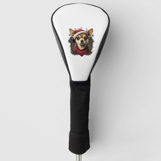 Chihuahua Vrolijk Kerstmis X-Mas Boom Leuk Golfheadcover (Voorkant)
