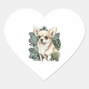 Chihuahua Vrolijk Kerstmis X-Mas Boom Leuk Hart Sticker