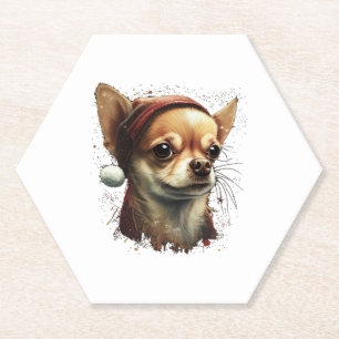 Chihuahua Vrolijk Kerstmis X-Mas Boom Leuk Kartonnen Onderzetters