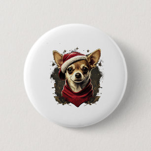 Chihuahua Vrolijk Kerstmis X-Mas Boom Leuk Ronde Button 5,7 Cm
