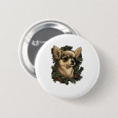 Chihuahua Vrolijk Kerstmis X-Mas Boom Leuk Ronde Button 5,7 Cm (Voorkant /achterkant)