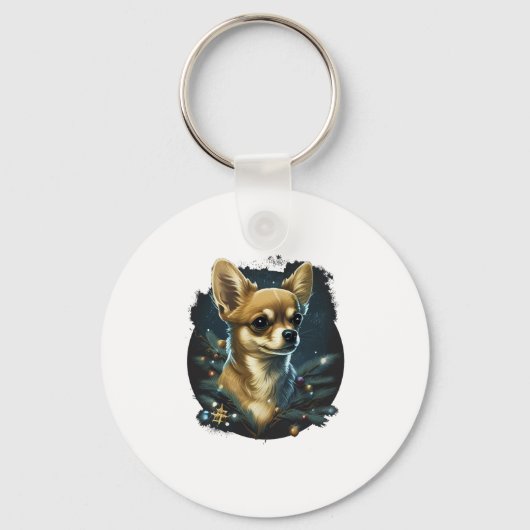 Chihuahua Vrolijk Kerstmis X-Mas Boom Leuk Sleutelhanger (Voorkant)