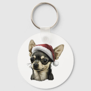 Chihuahua Vrolijk Kerstmis X-Mas Boom Leuk Sleutelhanger