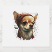 Chihuahua Vrolijk Kerstmis X-Mas Boom Leuk Sparkling Wijnetiket (Enkel label)