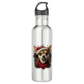 Chihuahua Vrolijk Kerstmis X-Mas Boom Leuk Waterfles (Voorkant)