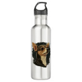 Chihuahua Vrolijk Kerstmis X-Mas Boom Leuk Waterfles (Voorkant)