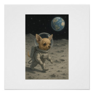 Chihuahua Walking on the Moon Perfect Poster