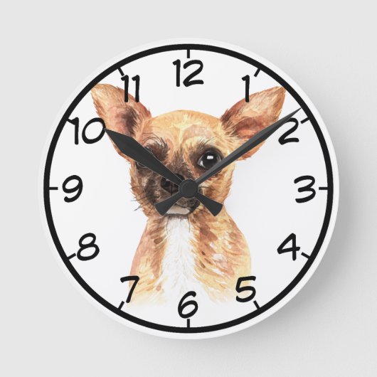 Chihuahua Wall Clock Ronde Klok (Voorkant)