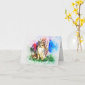 Chihuahua Water Color Schilder Blank Kaart (Gele Bloem)