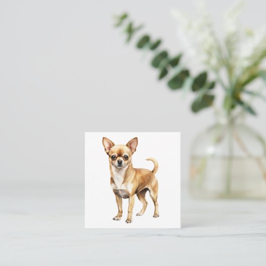 Chihuahua waterverf clipart Chihuahua dog Vierkante Visitekaartje (Staand voorkant)