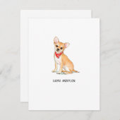 Chihuahua Waterverf Flat Dank u kaart (Voorkant / Achterkant)