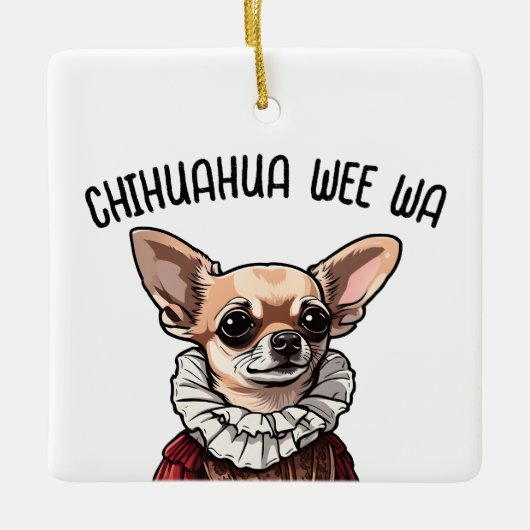 Chihuahua wee wa keramisch ornament (Voorkant)
