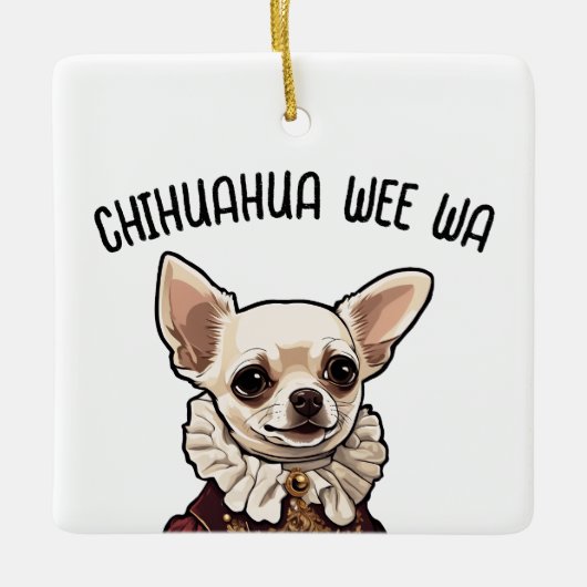 Chihuahua wee wa keramisch ornament (Voorkant)