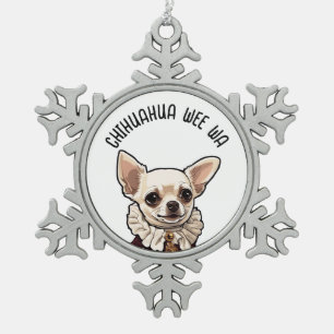 Chihuahua wee wa tin sneeuwvlok ornament