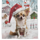 Chihuahua Winter Wonderland Christmas Joy Douchegordijn (Voorkant)