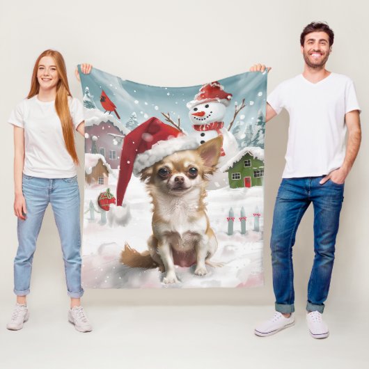 Chihuahua Winter Wonderland Christmas Joy Fleece Deken (In situ)