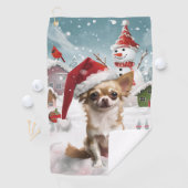 Chihuahua Winter Wonderland Christmas Joy Golfhanddoek (Insitu)
