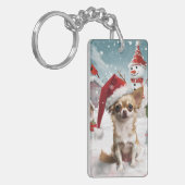 Chihuahua Winter Wonderland Christmas Joy Sleutelhanger (Voorkant Links)