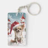 Chihuahua Winter Wonderland Christmas Joy Sleutelhanger (achterkant)