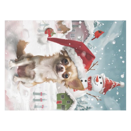 Chihuahua Winter Wonderland Christmas Joy Tafelkleed (Voorkant (Horizontaal))