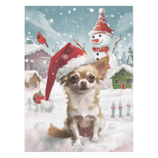 Chihuahua Winter Wonderland Christmas Joy Tafelkleed (Voorkant)