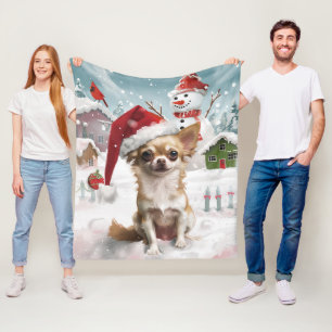 Chihuahua Winter Wonderland Kerstvreugde Fleece Deken