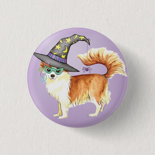 Chihuahua Witch Ronde Button 3,2 Cm (Voorkant)