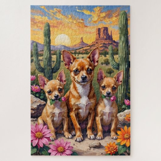 Chihuahua Woestijnbloesem Kunst Legpuzzel (Verticaal)