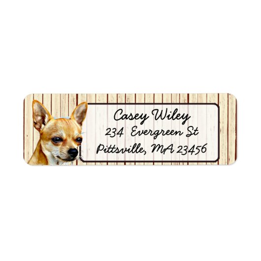 Chihuahua Wood Background Return Label (Voorkant)