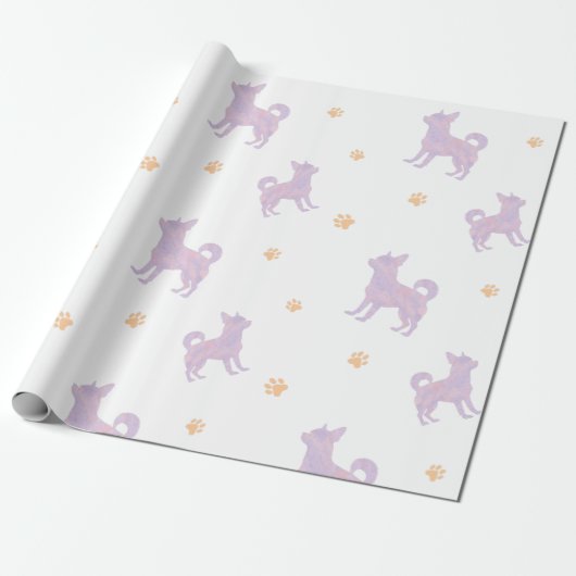 Chihuahua Wrapping Paper – Minimal Lavender Gift Cadeaupapier (Uitgerold)