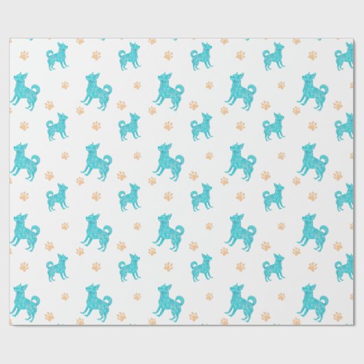 Chihuahua Wrapping Paper  Minimal Pastel Blue Gift Cadeaupapier (Vlak)