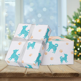 Chihuahua Wrapping Paper  Minimal Pastel Blue Gift Cadeaupapier
