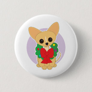 Chihuahua Wreath Ronde Button 5,7 Cm