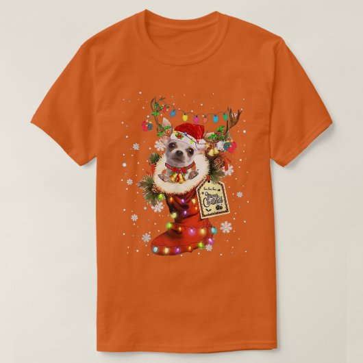 Chihuahua Xmas begint met Kerstmis wintersneeuw T-shirt (Design voorkant)