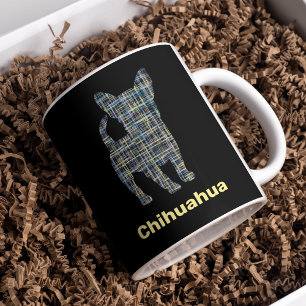 Chihuahua Yellow & Black Grid Line Classic Round S Koffiemok