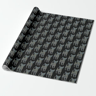Chihuahua Yellow & Black Grid Line Wrapping Paper Cadeaupapier