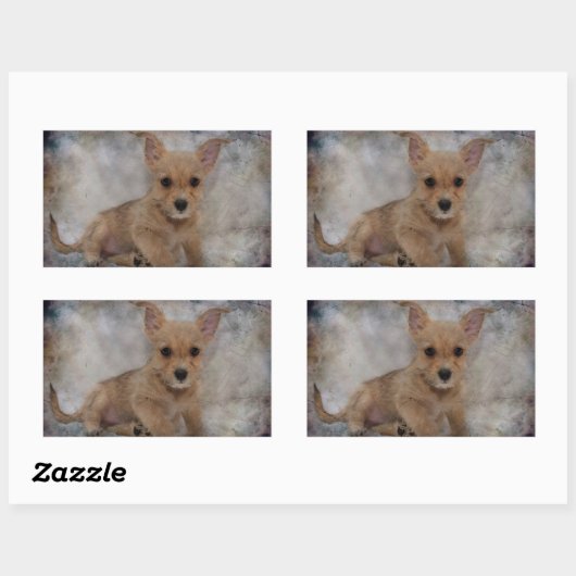 Chihuahua/Yorkie Puppy Rechthoekige Sticker (Vel)