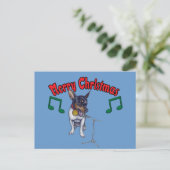 Chihuahua zingt vrolijk kerstfeest feestdagenkaart (Staand voorkant)