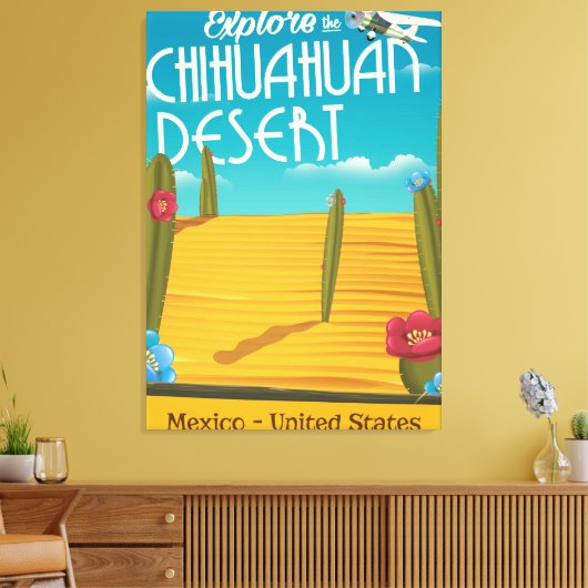 Chihuahuan Desert USA mexico reisposter Canvas Afdruk (Insitu (Woonkamer))