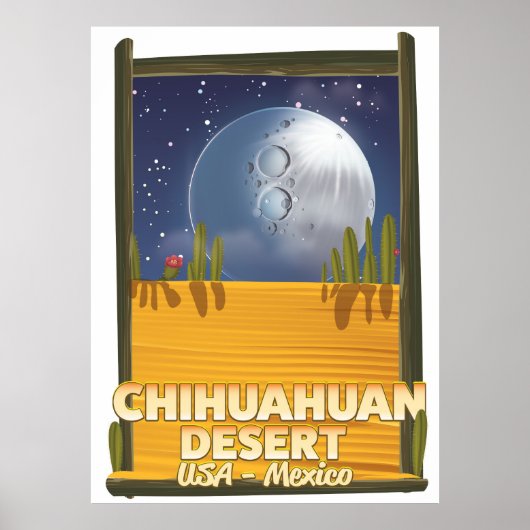 Chihuahuan Woestijn Cartoon Reisposter Poster (Voorkant)