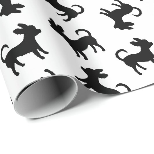 Chihuahuas Black en White Pattern Cadeaupapier (Rol Hoek)