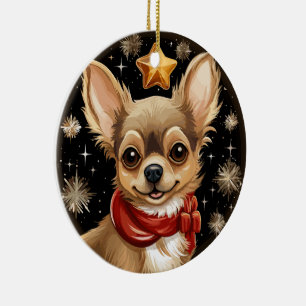 Chihuahua's Eerste Kerstmis Keramisch Ornament