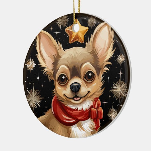 Chihuahua's Eerste Kerstmis Keramisch Ornament (Links)